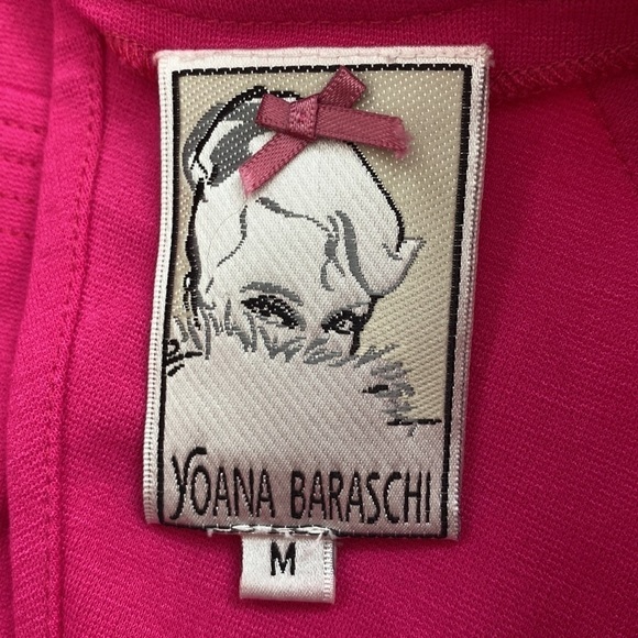 YOANA BARASCHI Bright Pink Mini Dress Cutout Back Size Medium Cocktail Barbie - Picture 6 of 7